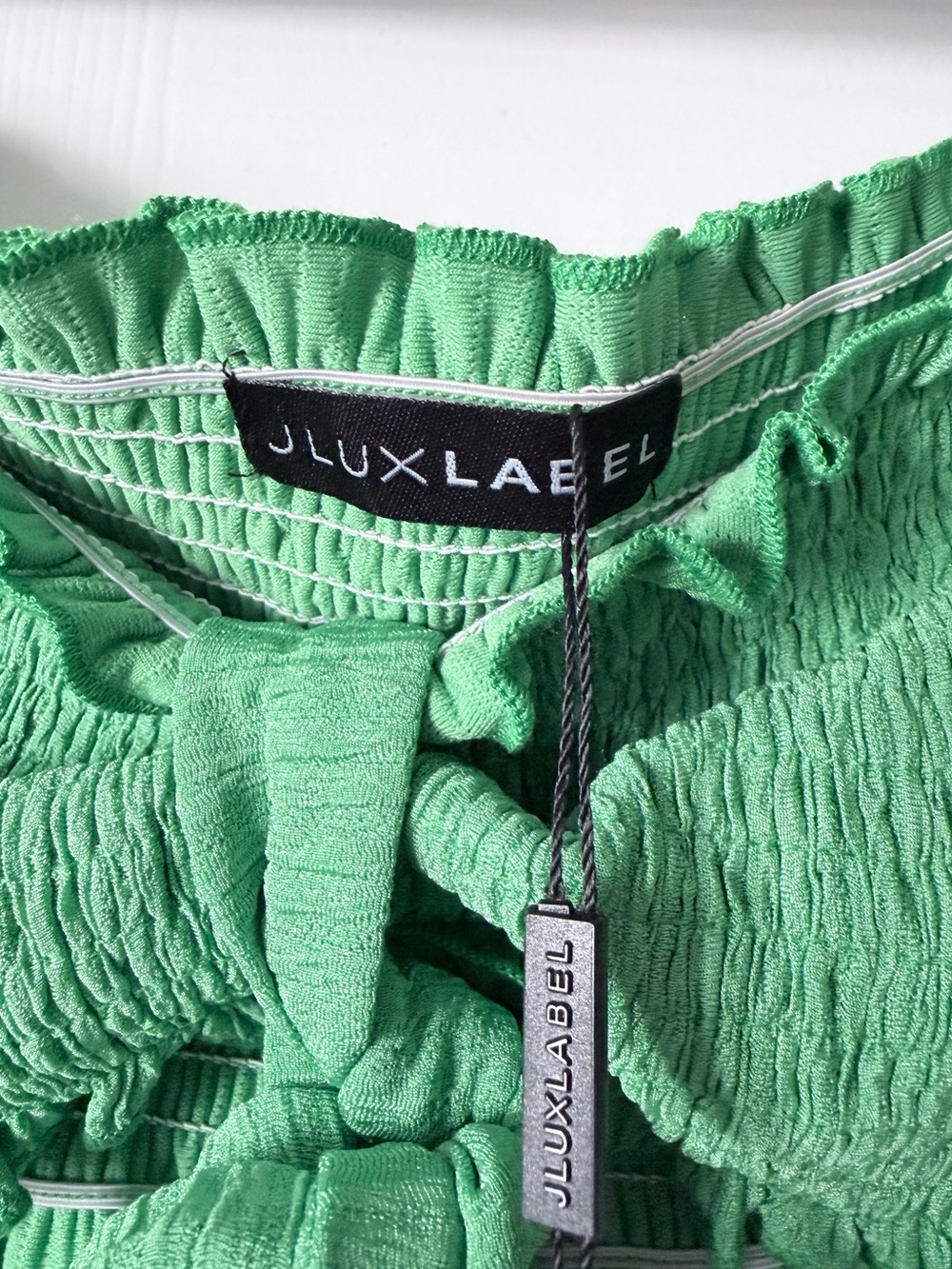 JLuxlabel Green Smocked Tie-Front Bandeau Top- Size Small - Picture 5 of 6